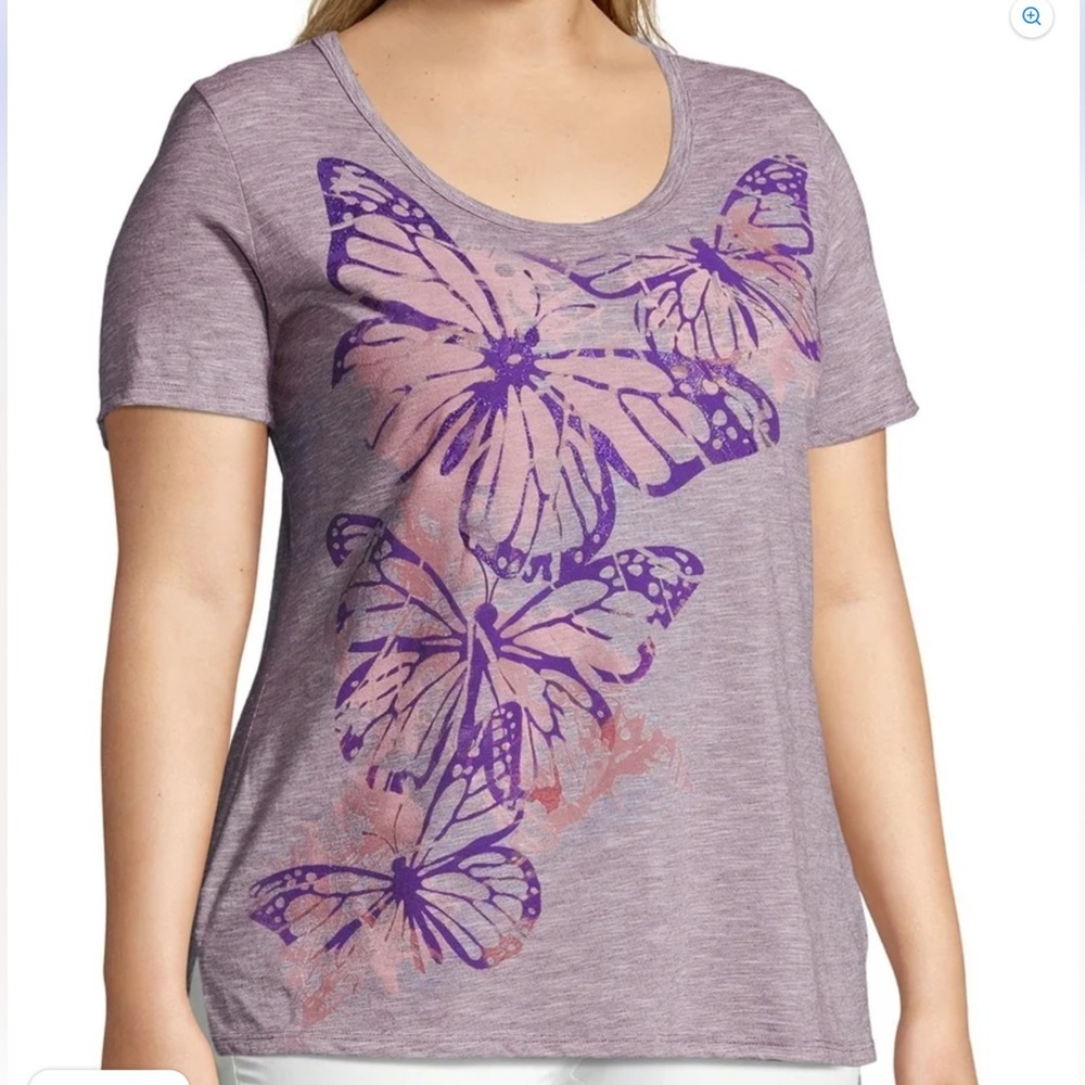 Just My Size shades of purple butterfly scoopneck shirt sleeve tee Woman’s 4X - Picture 11 of 15